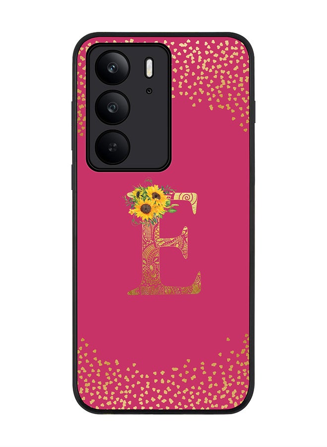 For Realme C75x / C75 4G Case,Slim fit Camera Protection, Shockproof Thin Phone cover  - Custom Floral Monogram - E ( Deep Pink )